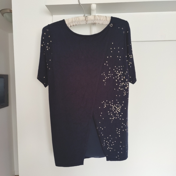 Navy Blue 🔵 with tiny gold heart Short Sleeve Sweater | Leo & UGO 🇫🇷 - Picture 11 of 14